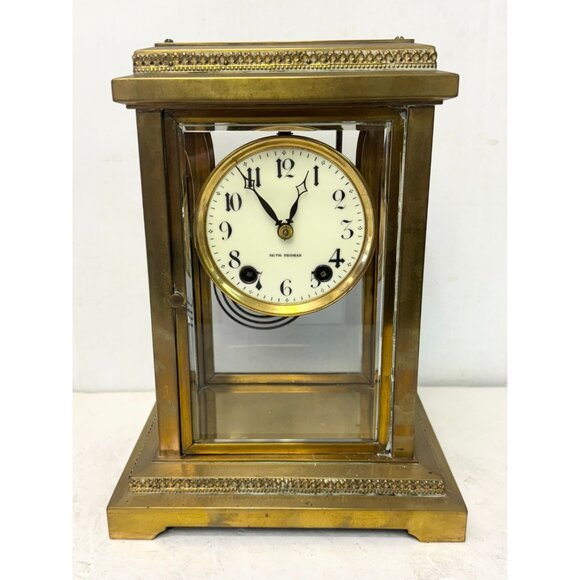 Antique Seth Thomas Crystal Regulator Mantle Clock - Picture 11 of 13